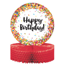 Happy Birthday Centerpiece - sprinkles honeycomb table decoration