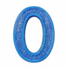 0 Blue glitter number candle