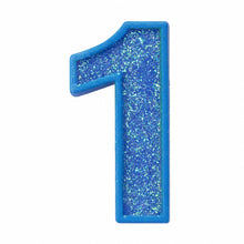 1 Blue glitter number candle