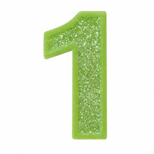1 Green glitter number candle
