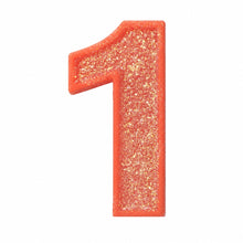 1 Orange glitter number candle