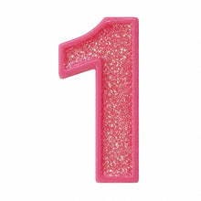 1 Pink glitter number candle