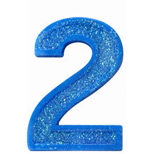 2 Blue glitter number candle