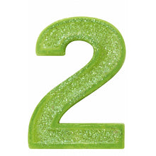 2 Green glitter number candle