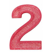 2 Pink glitter number candle