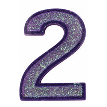 2 Purple glitter number candle