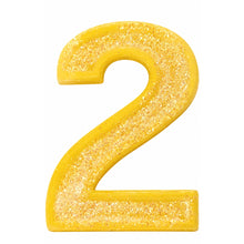 2 Yellow glitter number candle