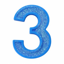 3 Blue glitter number candle