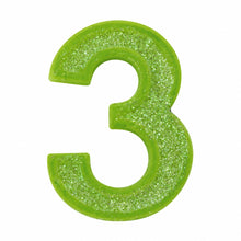 3 Green glitter number candle