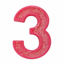 3 Pink glitter number candle