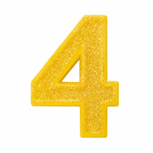 4 Yellow glitter number candle