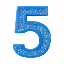 5 Blue glitter number candle