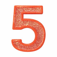 5 Orange glitter number candle