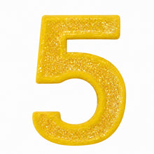 5 Yellow glitter number candle