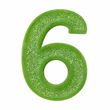6 Green glitter number candle