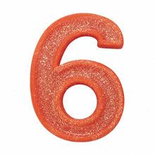 6 Orange glitter number candle