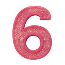 6 Pink glitter number candle
