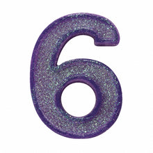 6 Purple glitter number candle