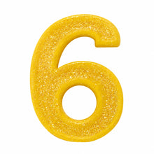 6 Yellow glitter number candle