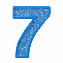 7 Blue glitter number candle