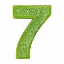 7 Green glitter number candle