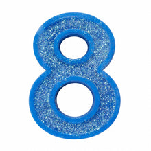8 Blue glitter number candle