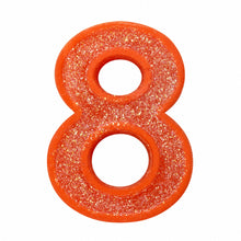 8 Orange glitter number candle