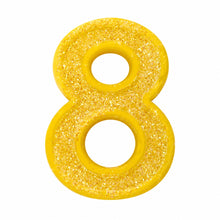 8 Yellow glitter number candle
