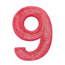 9 Pink glitter number candle