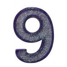 9 Purple glitter number candle