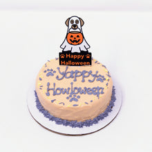 Halloween Pumpkin Spice Cake with a Happy Halloween dog ghost pick in the cake