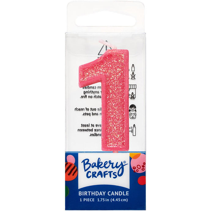Birthday Pink or Blue Glitter Number Candles